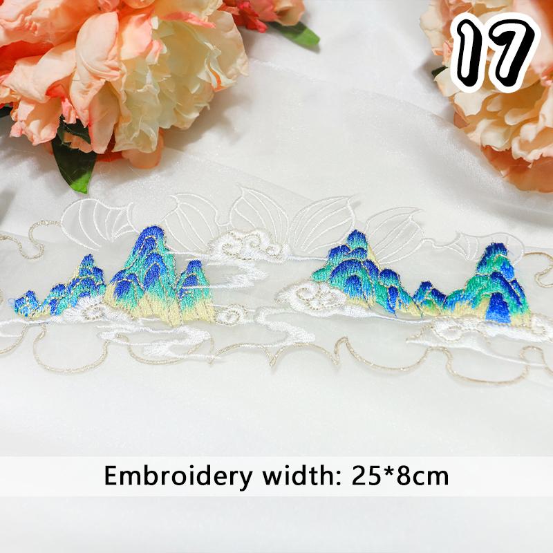 1 Pcs Chinese Style Embroidery Patch Hanfu Cheongsam Decor Trims Collar Waist Lace Shirts Neckline Edge DIY Sewing Accessories