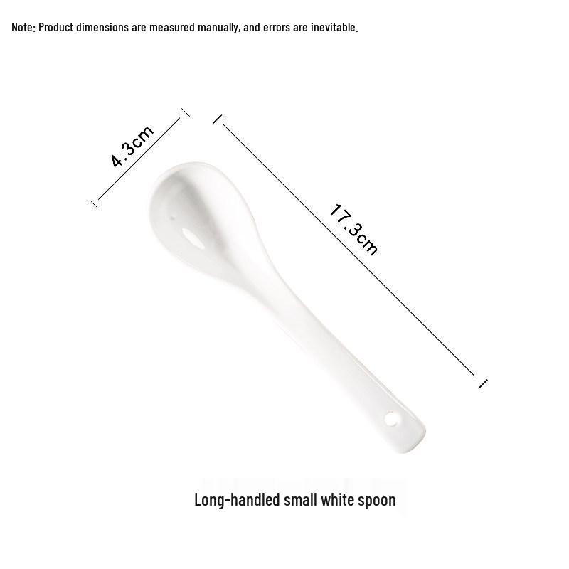 Pure White Ceramic Soup and Condiment Spoons, Extended Handle, Set of 100