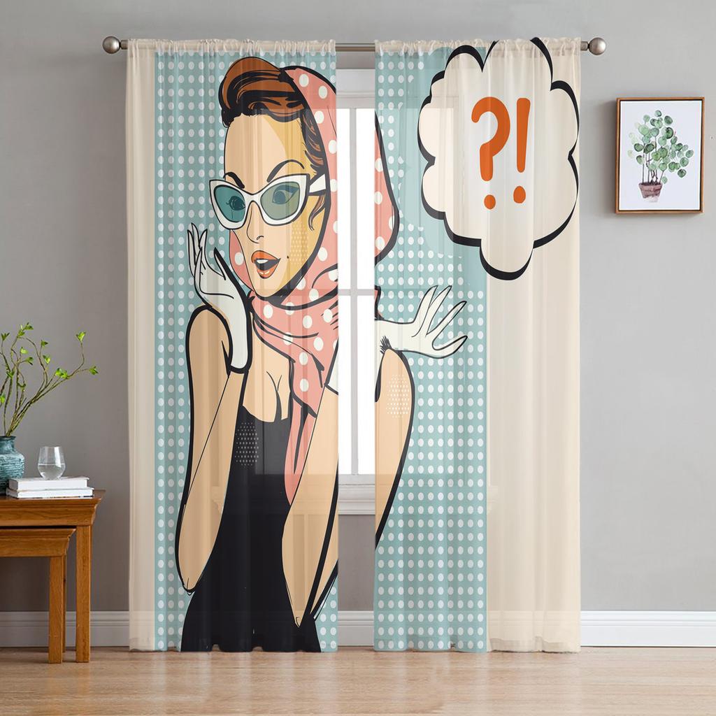 Woman Cosmetics Nail Polish Tulle Drapes for Living Room Decoration Modern Chiffon Translucent Voile Kitchen Area Bedroom Space Window Opening Drape