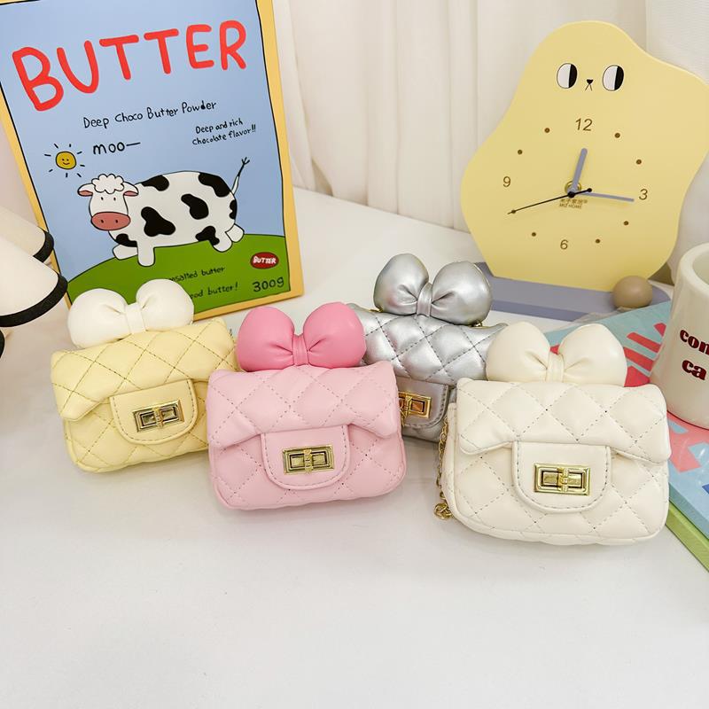 Children's Small, Fresh and Sweet Butterfly Knot Decorated Cross-body Bag with Chain Strap Girl's Bag