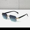 Metal Frameless Sunglasses Outdoor Metal Hinge Quality UV400 Sunshade Glasses Men and Women's Luxury Design Cut Edge Sunglasses