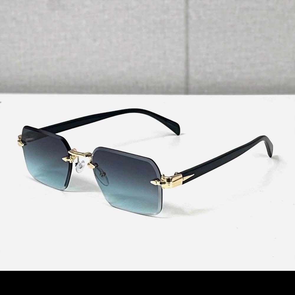 Metal Frameless Sunglasses Outdoor Metal Hinge Quality UV400 Sunshade Glasses Men and Women's Luxury Design Cut Edge Sunglasses