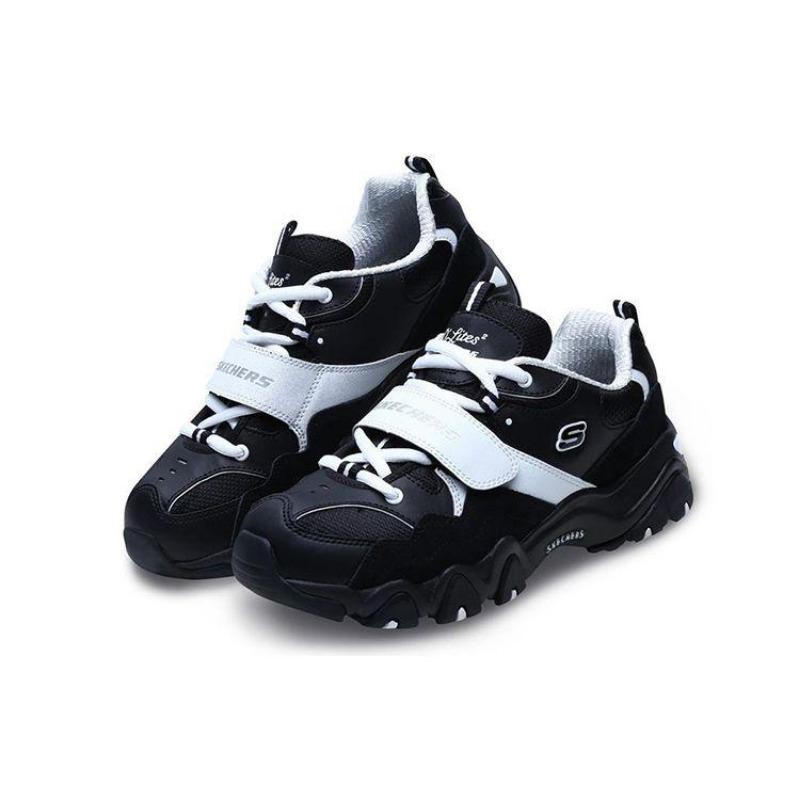 Skechers D'lites 2.0 Women Low Top Casual Shoes Black White 88888108-BLK