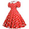 Vintage White Polka Dot Swing Dress with Large Lapel