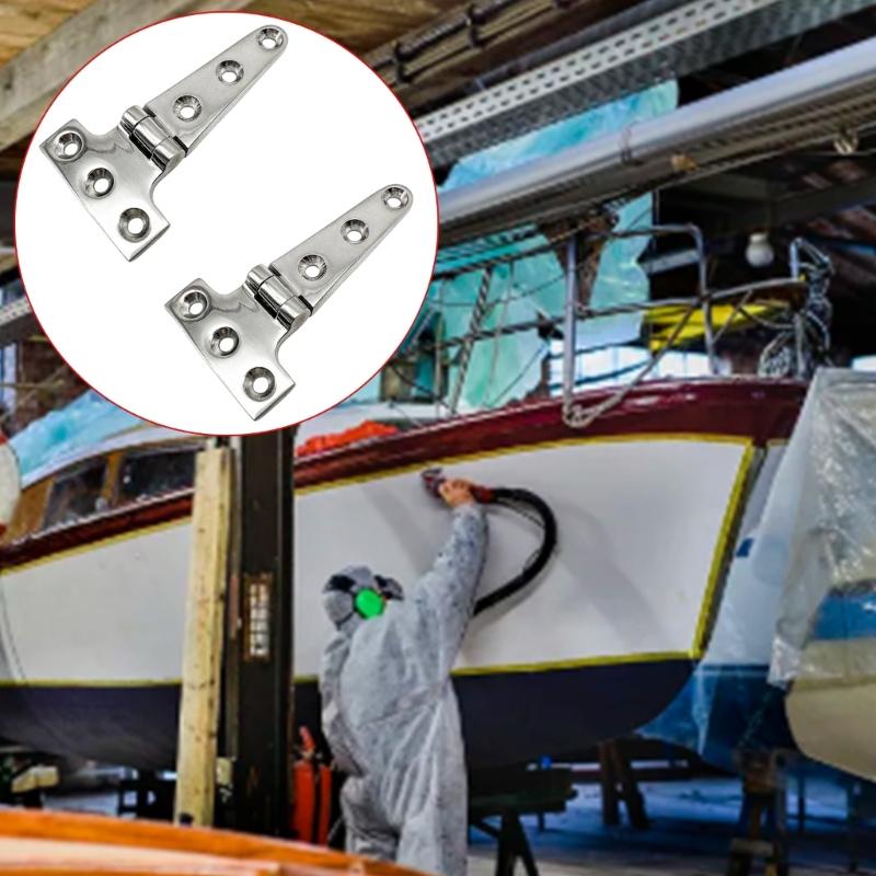 2 Stück Stahl T Scharnier Starkes Türscharnier Korrosionsbeständiges Metallscharnier für Außenbereich Marine Schrank Möbelbeschläge