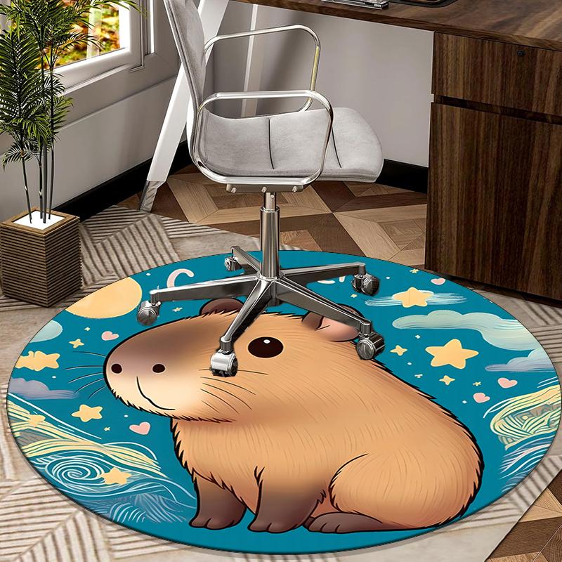 Bear Friends Greeting round carpet Chair cushion Round Entryway Rug, Soft Round Rugs for Living Room, Bedroom, Circle Carpet decor gifts