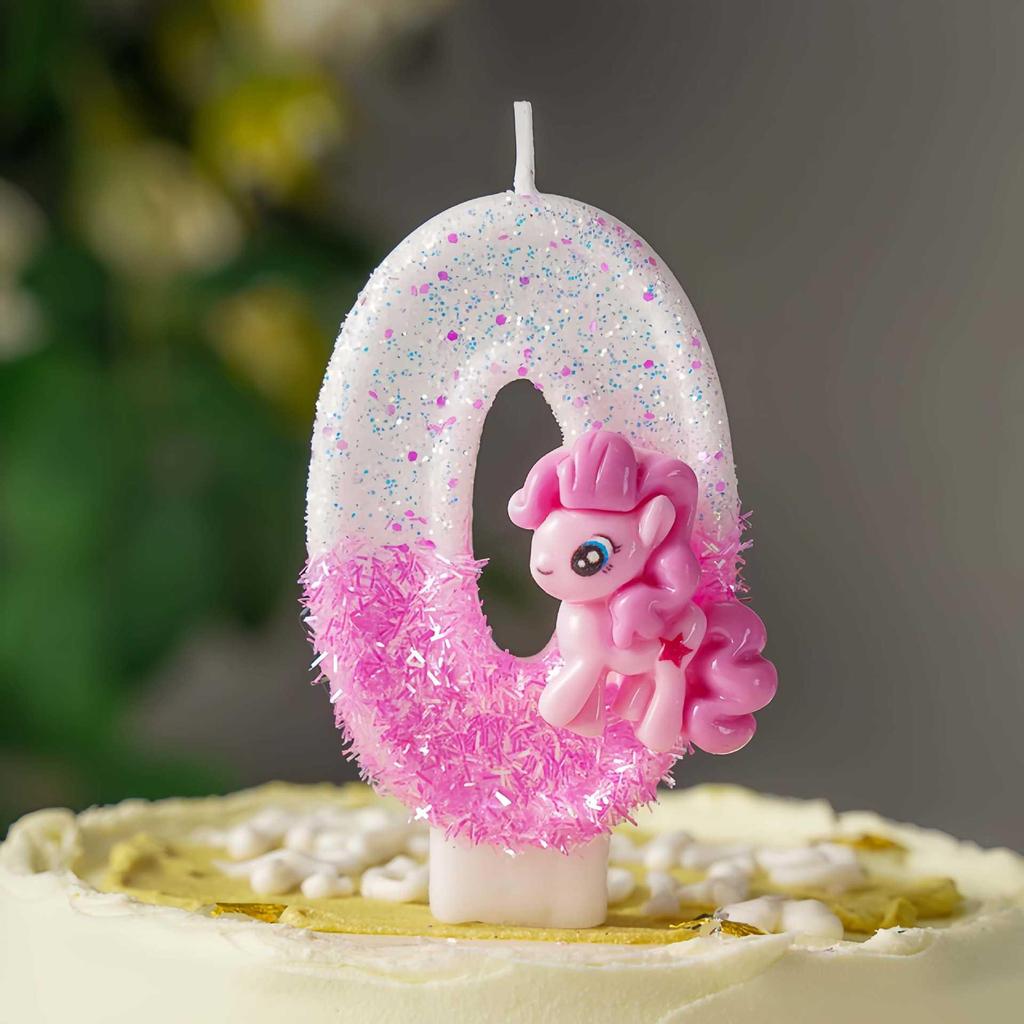 Pink Cartoon Pony Birthday Cake Number Candles Party Decorations
