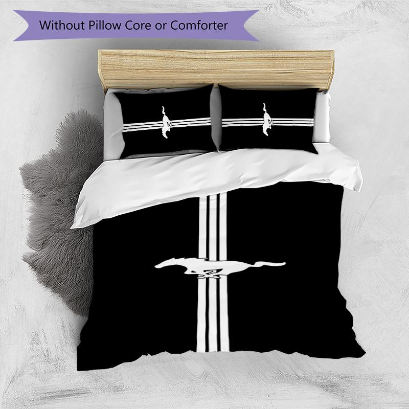 Mustang 3pcs Bedding Set Duvet Cover Closure Includes 1 Duvet Cover & 2 Pillowcases for All Seasons Bedroom Home Dorm Decor