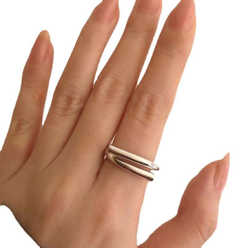 Korean Retro Simple Cross Asymmetrical Open Ring for Women - Creative Temperament Index Finger Accessory