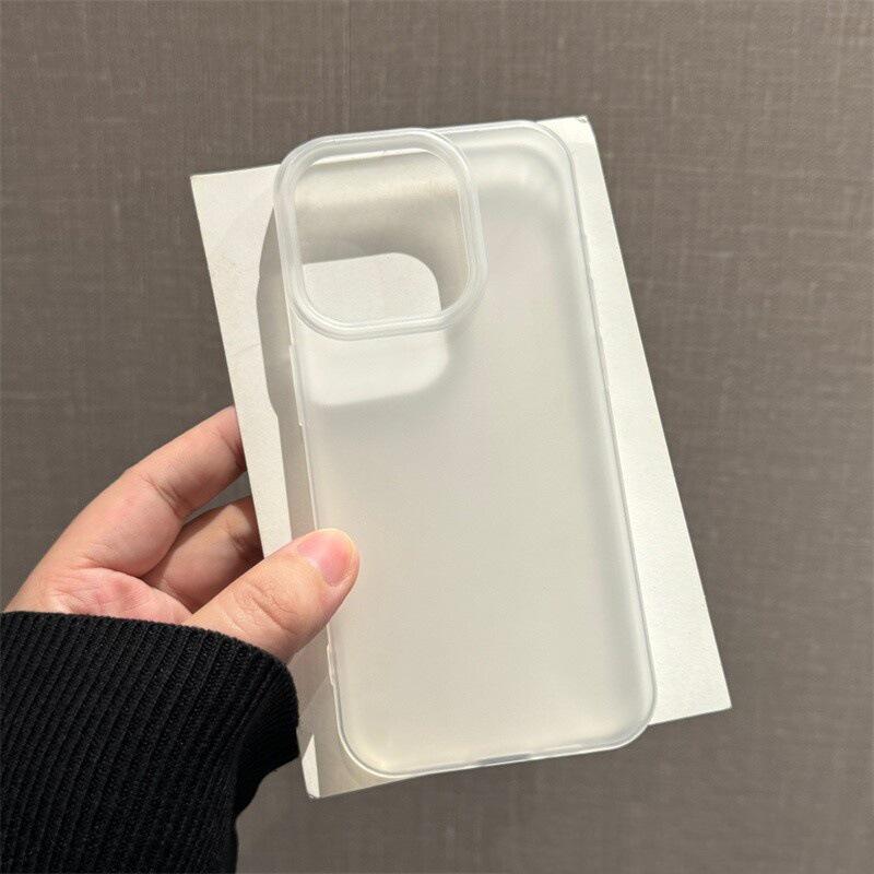 Frosted Solid Color Case for iPhone: Compatible with iPhone 17, 16 Pro Max, 15 Plus, 14, and Semi-Transparent 13 Mini.
