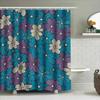 Floral Shower Curtain Blue Purple Design For Bathroom Decor Waterproof Fabric Splash Backdrops Decoration With Rod Pocket Rings