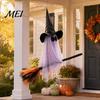 Festive Party Atmosphere Accessory Halloween Ghost Witch Broom Hanging Ornament, Spooky Hat Floating Prop Pendants for Indoor Outdoor Haunted