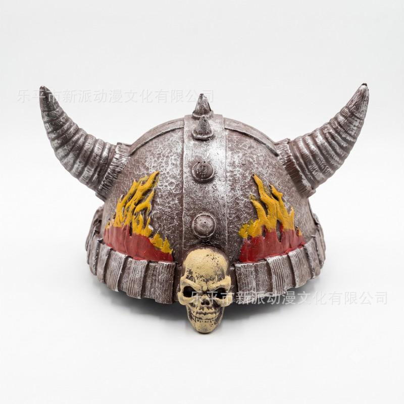 Dark Demon Game Mask Flame Horn Helmet Horror Headwear Halloween Cosplay Party