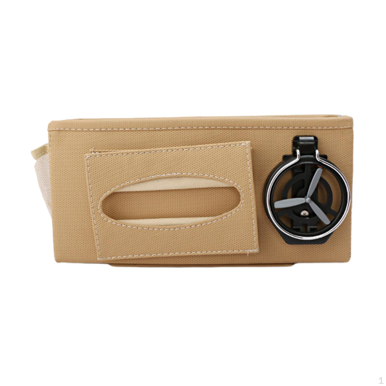 

Back Organizer Holder Mutil-Pockets Storage Bag Phone Water Bottle Interior Accessories Stowing Beige