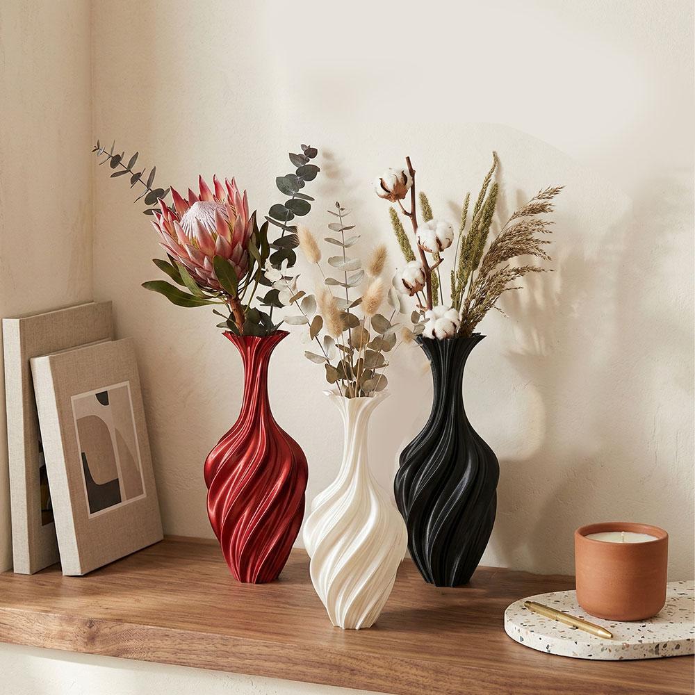Nordic Flower Vase Room Decor Plastic Flower Vase 3D Abstract Twist Flower Bottle Aesthetic Floral Arrangement Display Vase