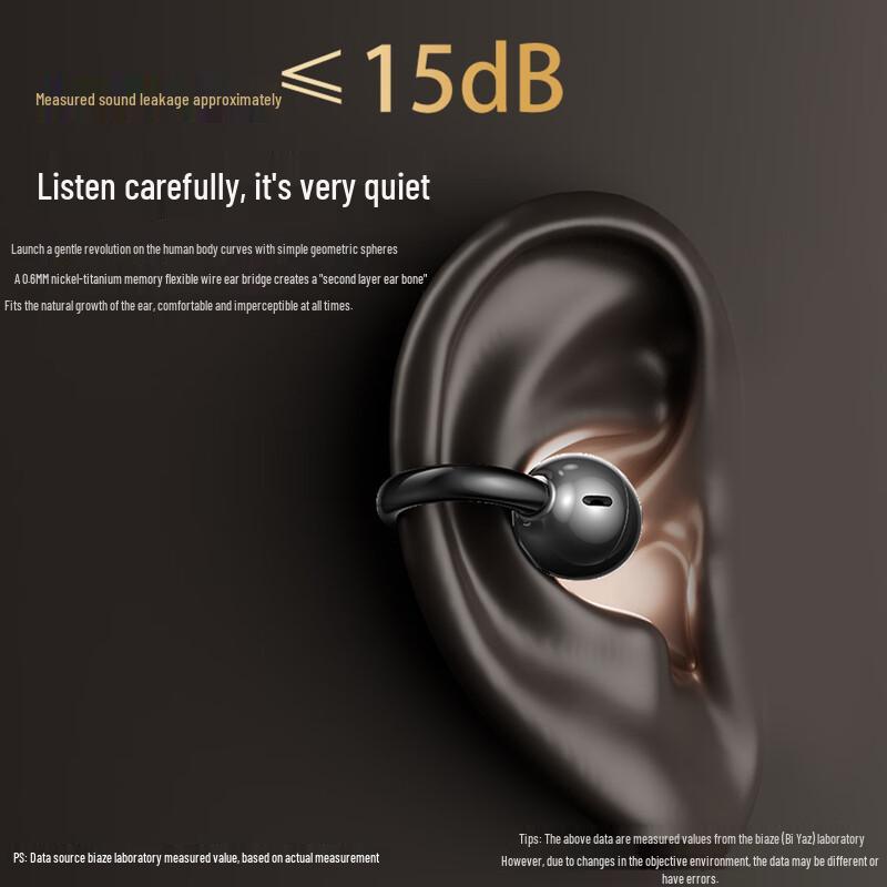 Biazi Open-Ear Clip Bone Conduction Sports Bluetooth Earphones