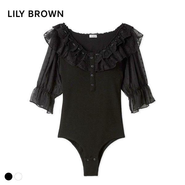 LILY BROWN Lingerie Lacy Puff Sleeve Bodysuit with Cup LILY BROWN Lingerie