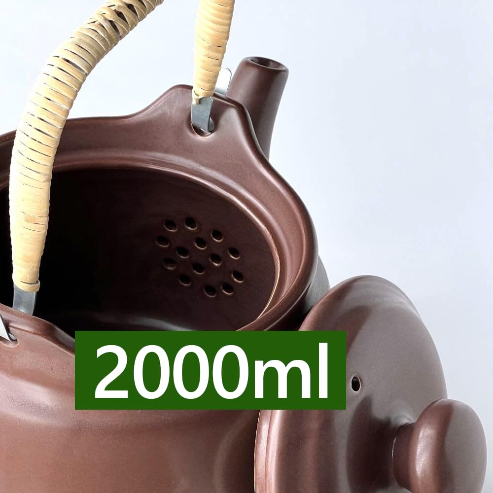Tokoname Heat-Resistant Ceramic Teapot for Gas Stove - 2000ml Brown