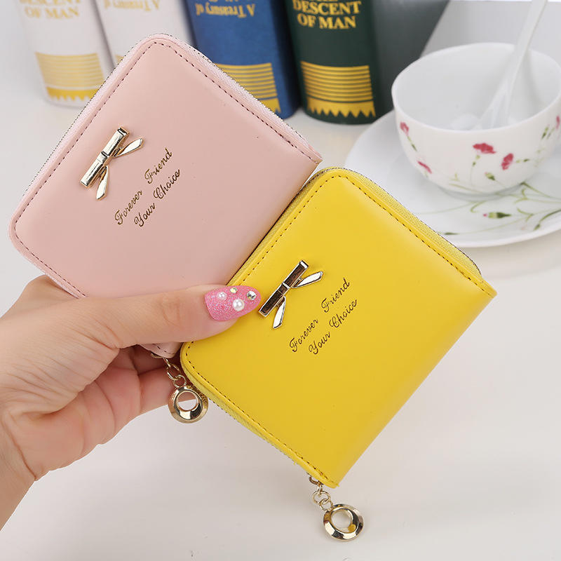 Cute Bowknot PU Leather Card Holder Small Bag Women Wallets