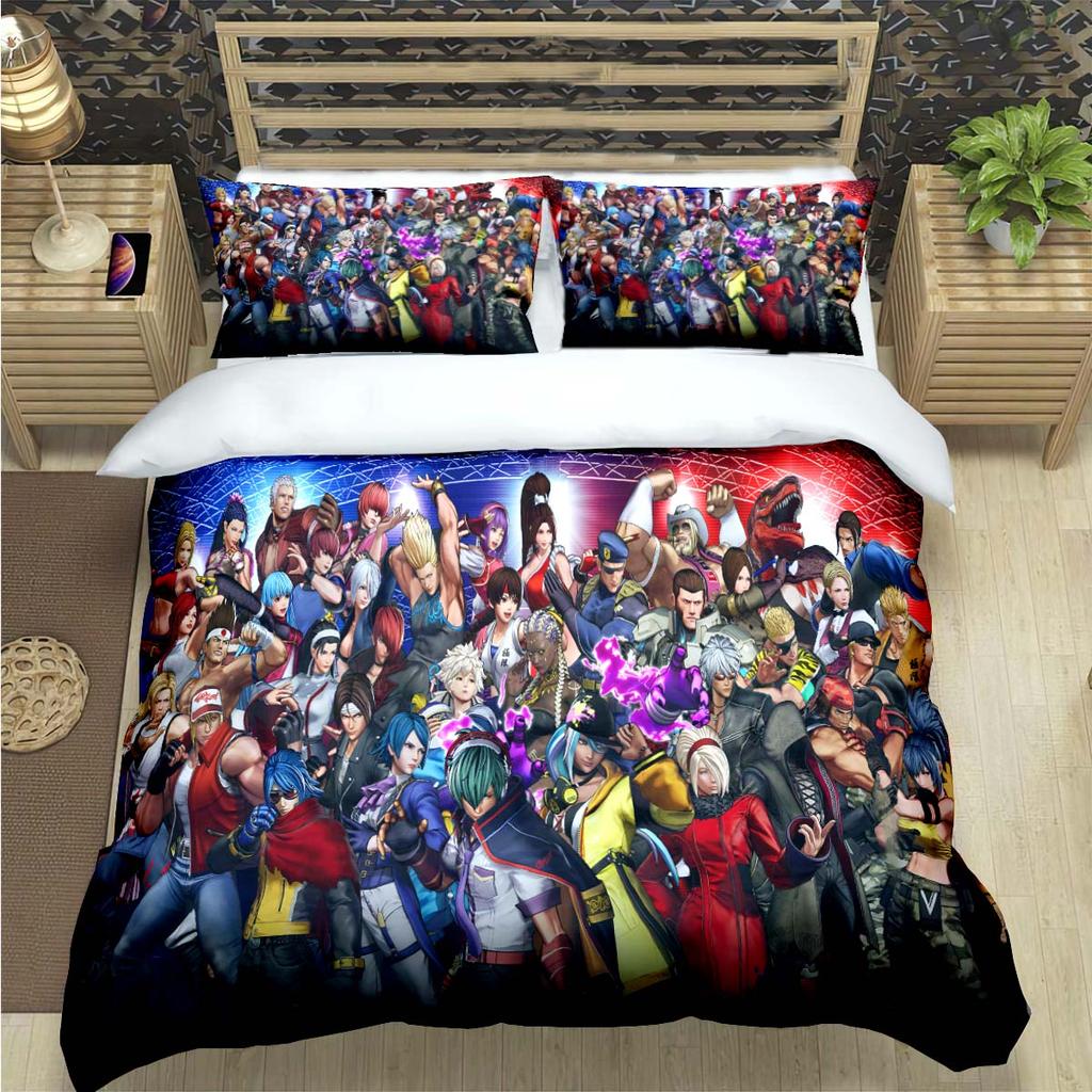 Heißes Spiel The King of Fighters Druck Bettwäsche Set Bettbezug Decke Bett Jugend Kinder Mädchen Jungen Geschenk