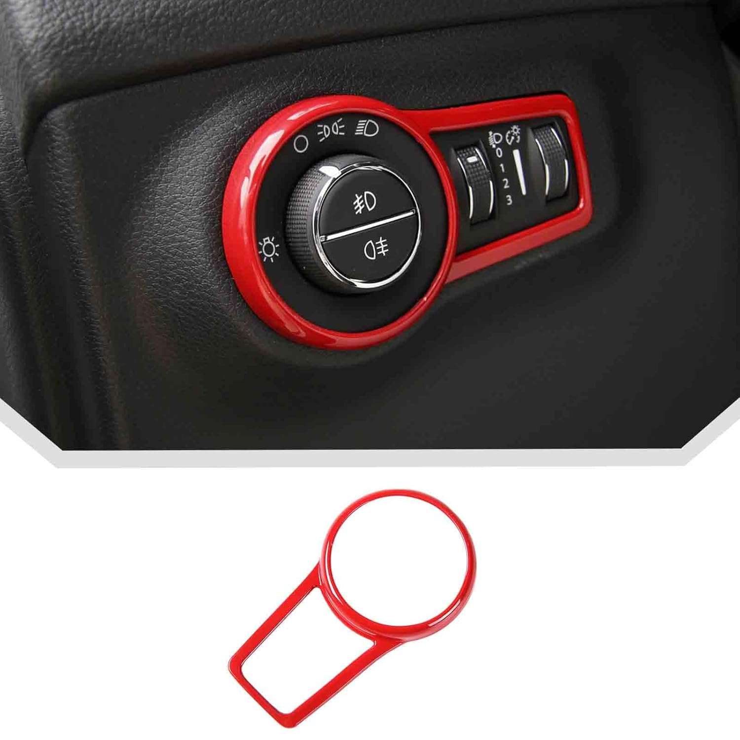 JeCar Headlight Switch Panel Trim Red Interior Accessories for Jeep Compass 2017-2020