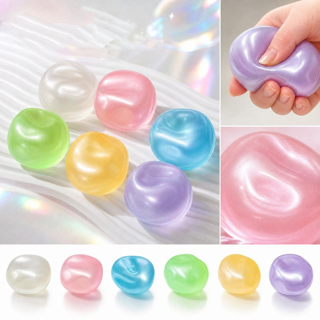 Pearlescent Toy Balls, Colorful Toys In Blue Yellow Green and Purple