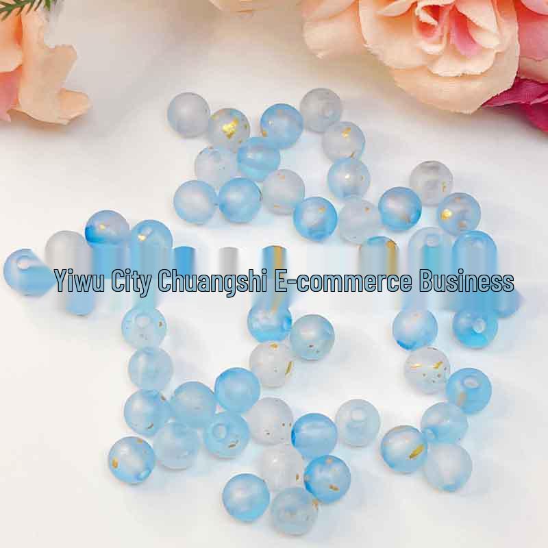 Gold-Sprinkled 8mm Round Beads for DIY Hairpin Flower Accessories