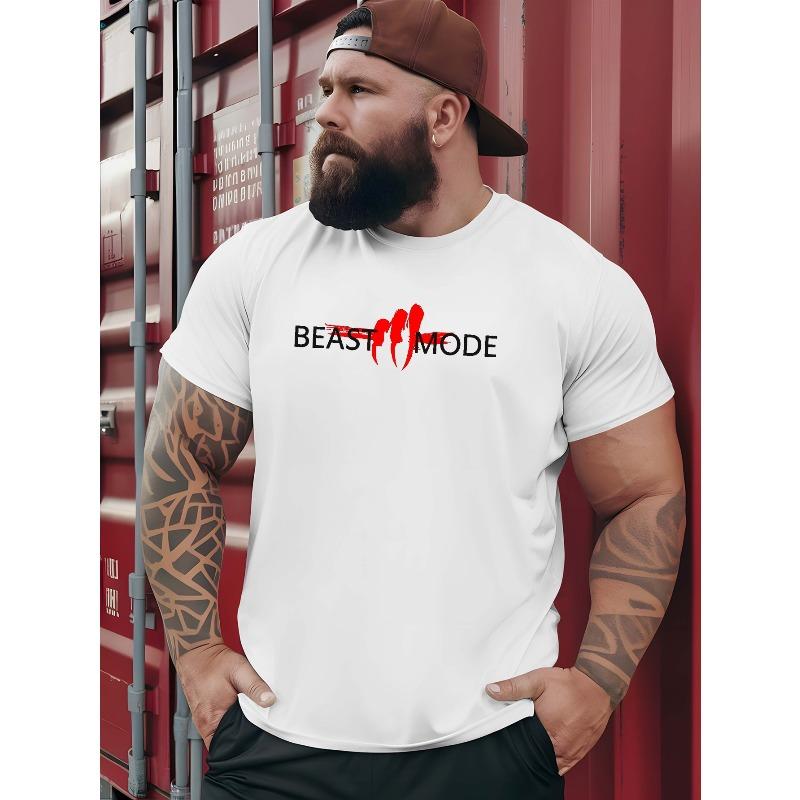 

Европейский размер BEAST MODE 2025 Лето Открытый спорт и отдых Футболки с коротким рукавом. Мужские последние модные трендовые футболки с принтами большого размера S белый