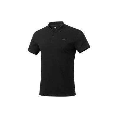 Fitness Series Simple Solid Color Casual Short Sleeve Polo Shirt Men Tops Black APLU253-1