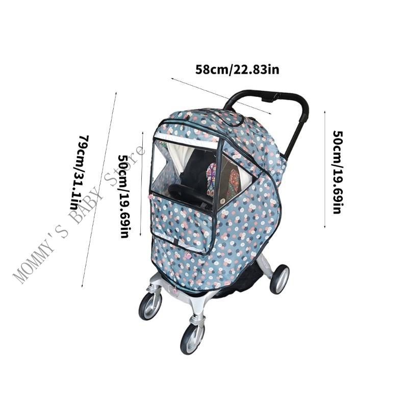 H3CD Breathable Baby Strollers Cover with Insect Net Windproof Weather Shield Pushchair Cover Strollers Accessory