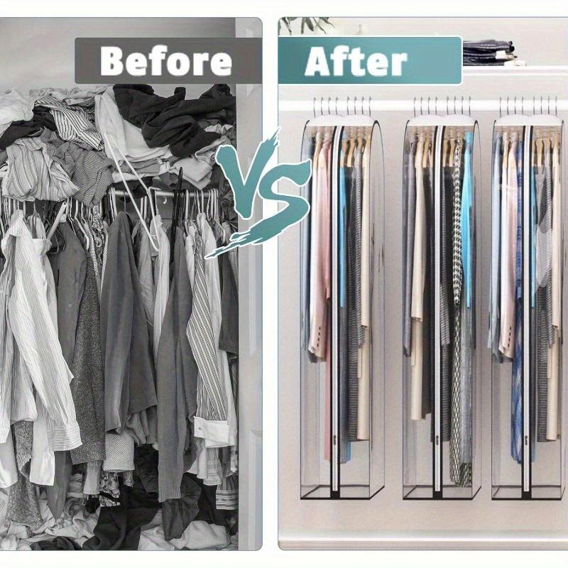 Sturdy Plastic Garment Bags with Zipper, Hanging Closet Storage for Coats,Jackets,Shirts,Wardrobe Protectors Hanging Organizer