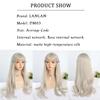 Platinum Blonde Long Natural Wavy Synthetic Hair Wigs with Bangs Cosplay Party Halloween Wig for Women Heat Resistant