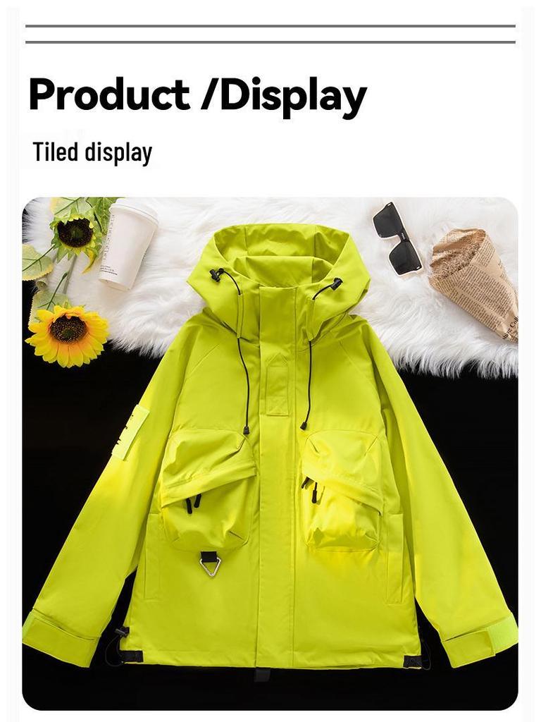 Men's Youth Casual Autumn 3D Multi-Pocket Windbreaker Jacket