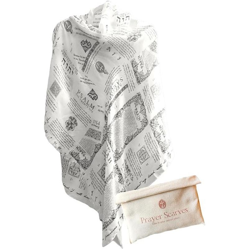 Elegant Cultural Scripture Printed Scarf Shawl For Women Breathable Polyester Neckerchief For Various Occasion 1