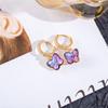 Elegant Tourmaline Cubic Zirconia Butterfly Earrings - Light Luxury Studs for Ladies