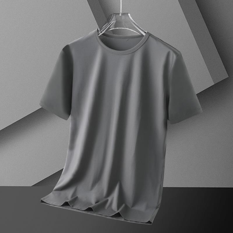 Men's Pure White Ice Silk Short-Sleeve Quick-Dry T-Shirt for Summer