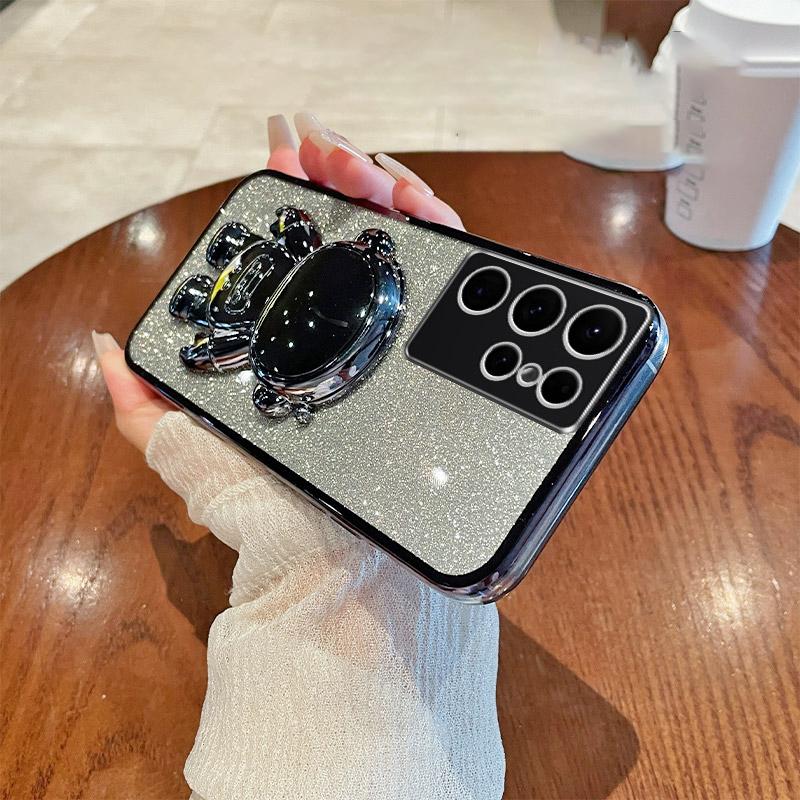 For Samsung Galaxy S23 Ultra Case Astronaut Kickstand Electroplating Glitter Cover