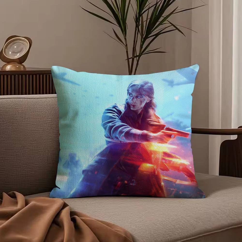 Hot Cool Games B-Battlefield Pillow Case Anti-dustmite Pillowcase Invisible Zipper Silky Short Plush Sofa Cushion Cover