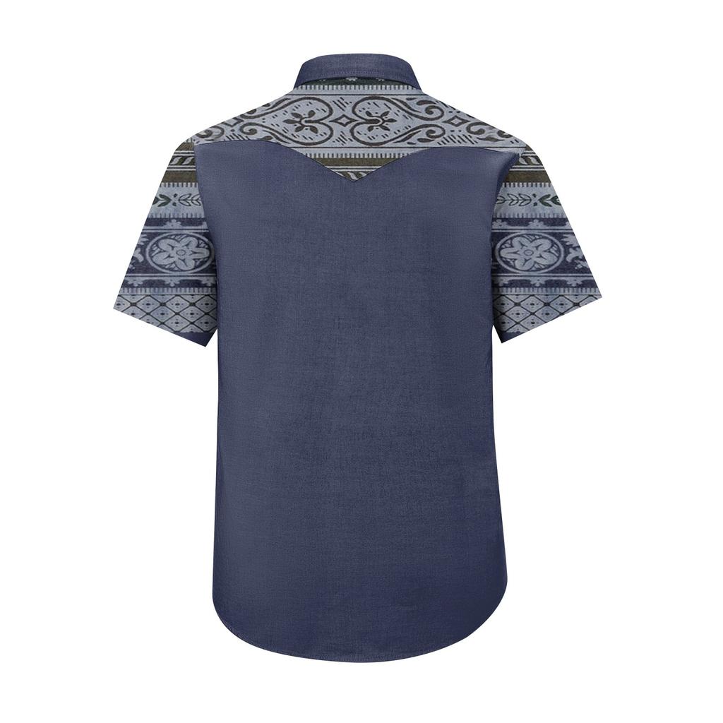 Men'S Fashionable Lapel And Shoulder Length Short Sleeved Casual Top