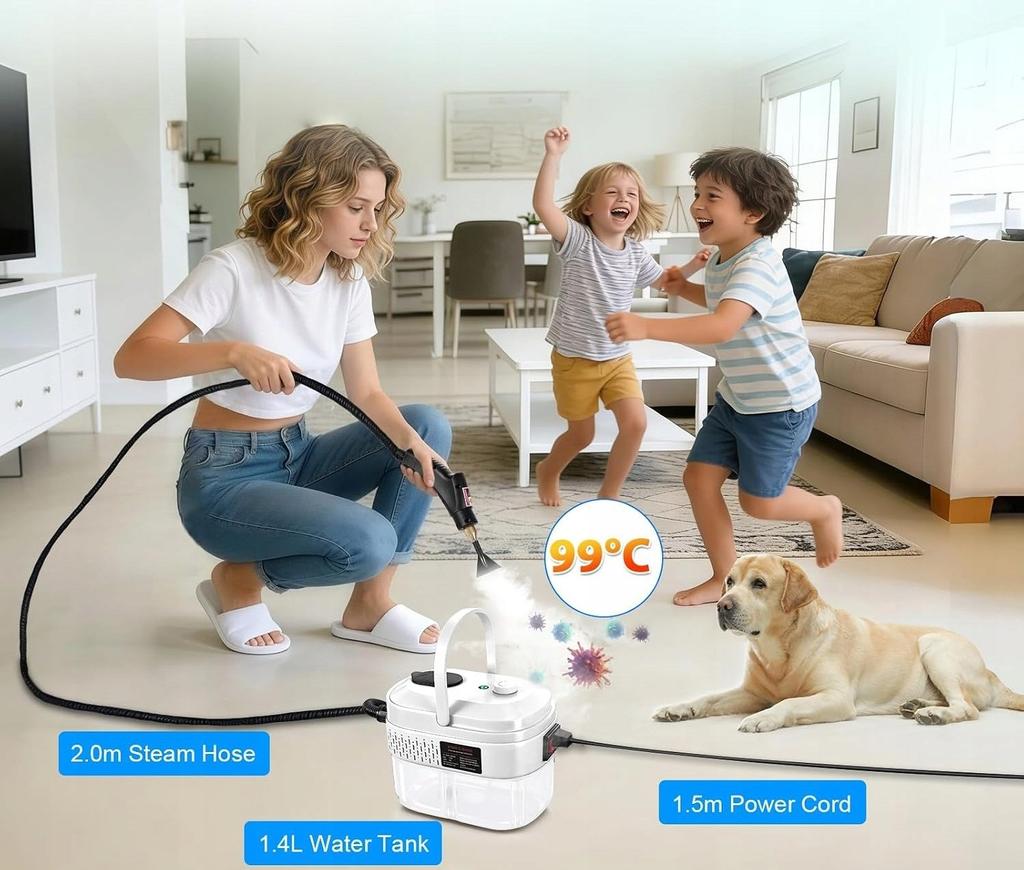 RUIZHI 1500W Portable Steam Cleaner with Accessories - 3 Bar, 1400ml