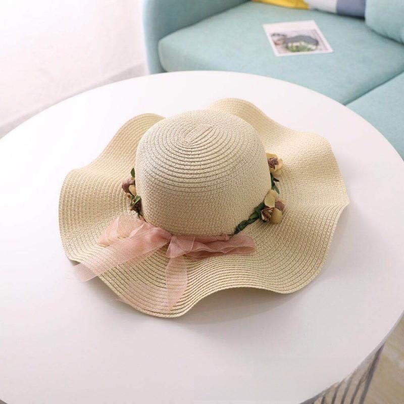 Summer Wide Brim Sun Hat For Women With Breathable Paper Material And Flower Design For Beach And Outdoor Travel