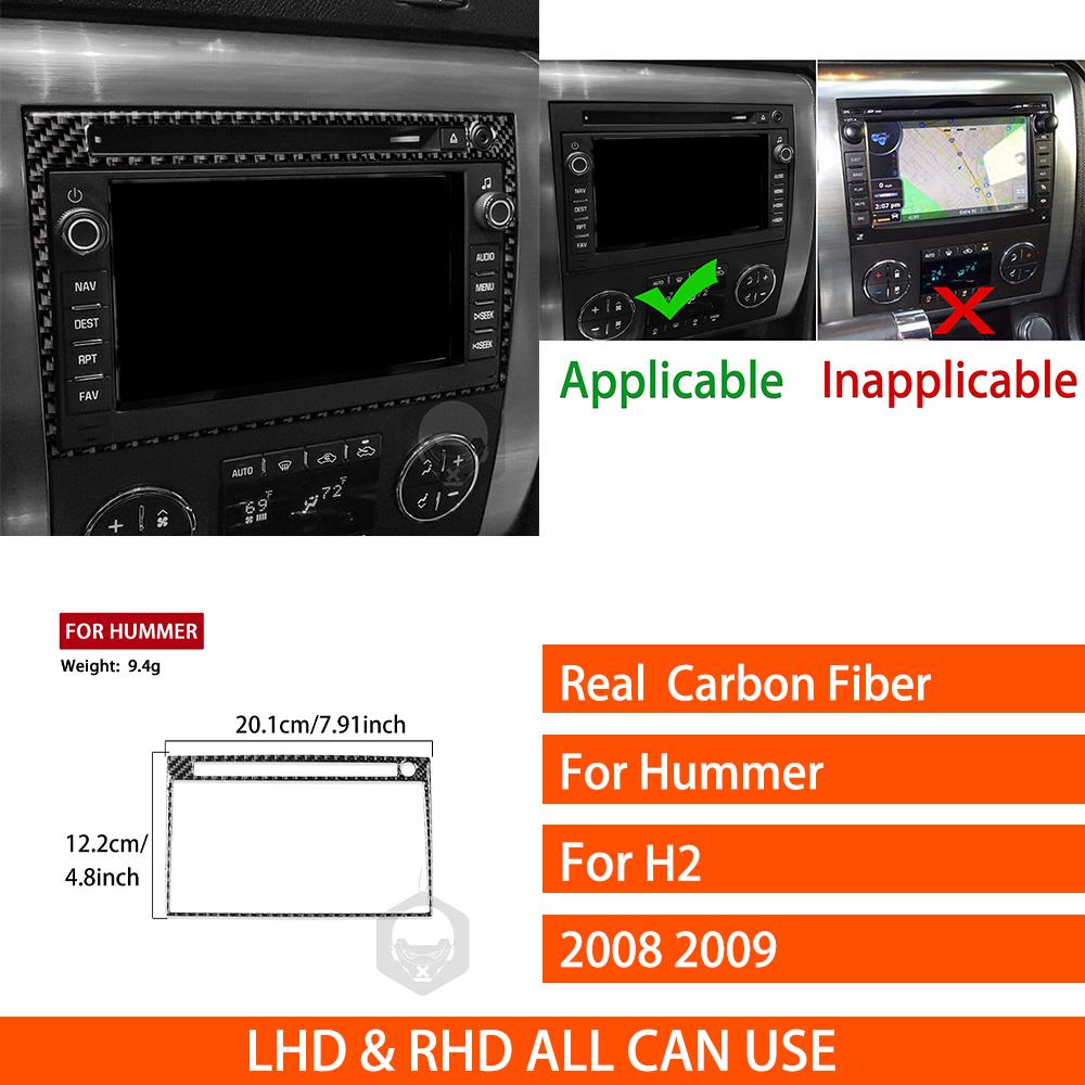 For Hummer H2 2008 2009 Real Carbon Fiber Stickers Radio Adjustment Control Panel Trim Cover Car Accessories Interior Decorative