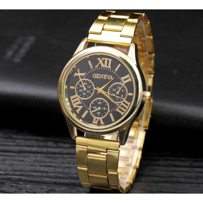 Geneva Steel Belt Men's Watch, Men's Watch, Fashion Three-Eyed Quartz Women's Watch