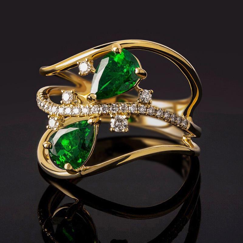 

European and American New Water Droplet Zircon Lines Exquisite Design Elegant Ring Niche Luxury High-end Zircon Wholesale 10