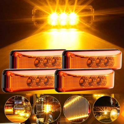 4pcs 3LED Side Marker Clearance Light Lights for Jeep Truck Trailer RV Amber 4"