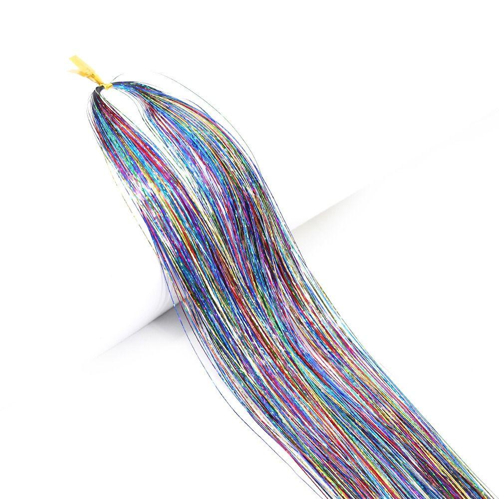 Hippie Decor Glitter Strips Party Headdress Tinsel Sparkle Silk Wig Long Straight Sparkly Ponytail