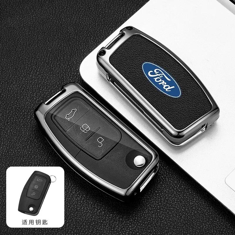 Car Sticker Ford New 2025 Hot Zinc Alloy Car Flip Key Cover Case Remote Shell For Ford Focus 2 3 Ecosport C-Max S-Max Ka Mondeo