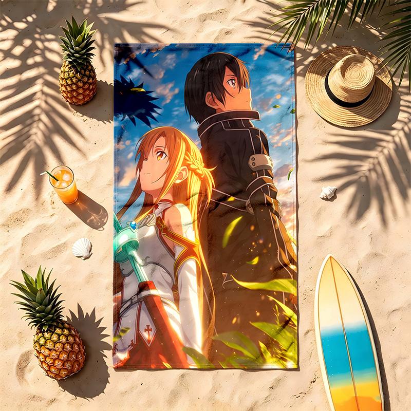Épée d'art en ligne (5) Serviette de plage Thème Résistante au sable Douce et Confortable Convient pour la Piscine le Camping le Yoga et la Plongée Un Voyage