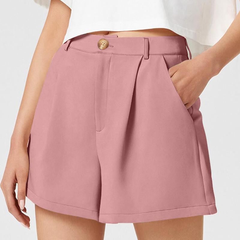 Pantaloni scurți pentru dama Pantaloni scurți casual cu talie înaltă, cu buzunare