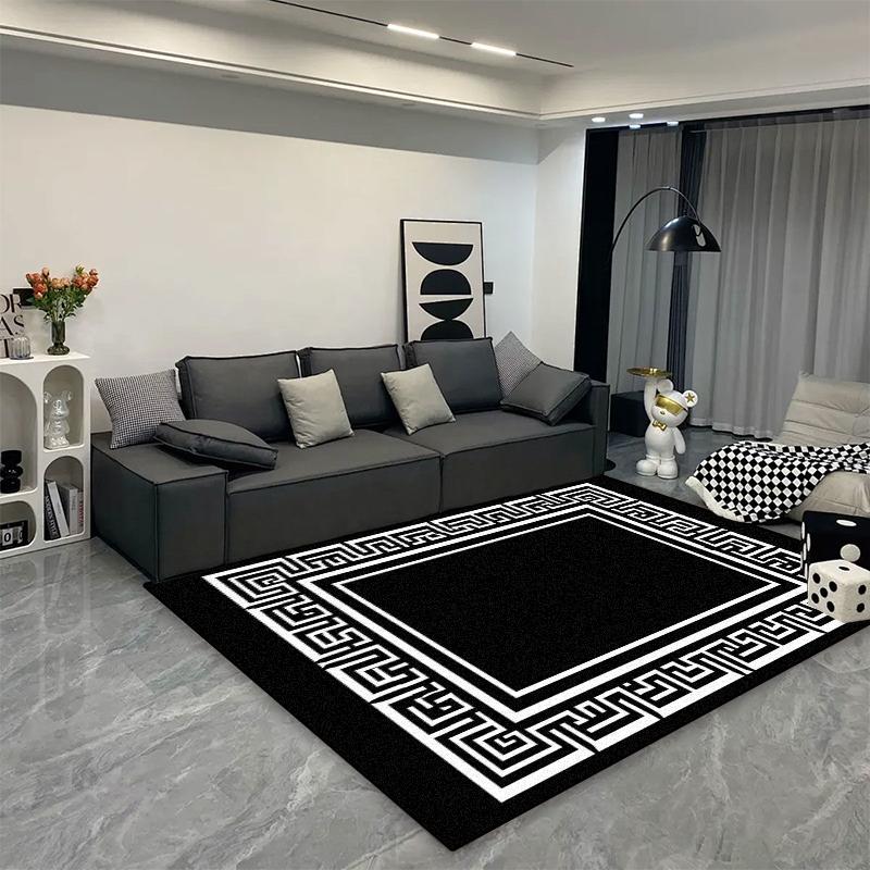 Luxury Classical Living Room Large Rug Simple Black White Bedroom Carpet Toilet Washroom Decoration Rugs Comfortable Floor Mats
